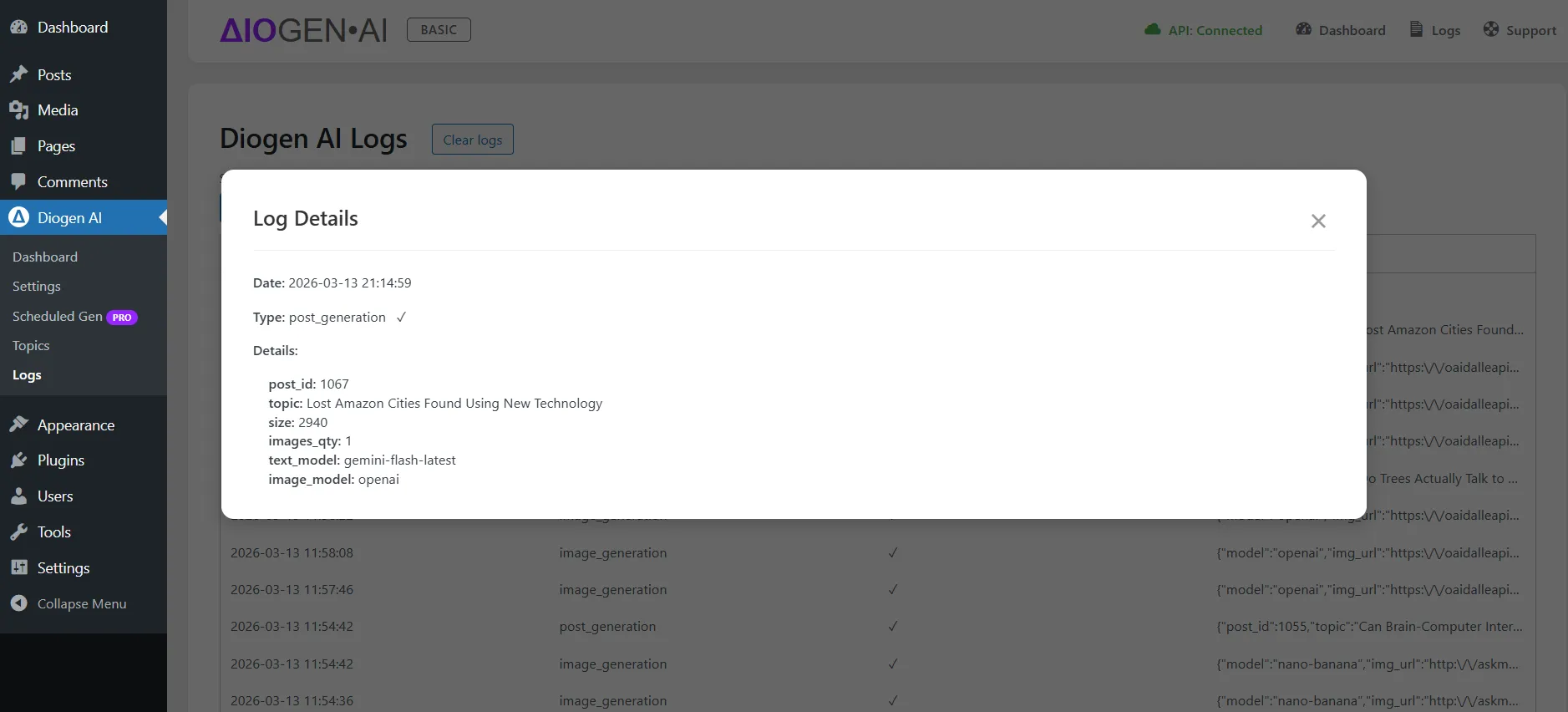 Diogen AI Generation Logs